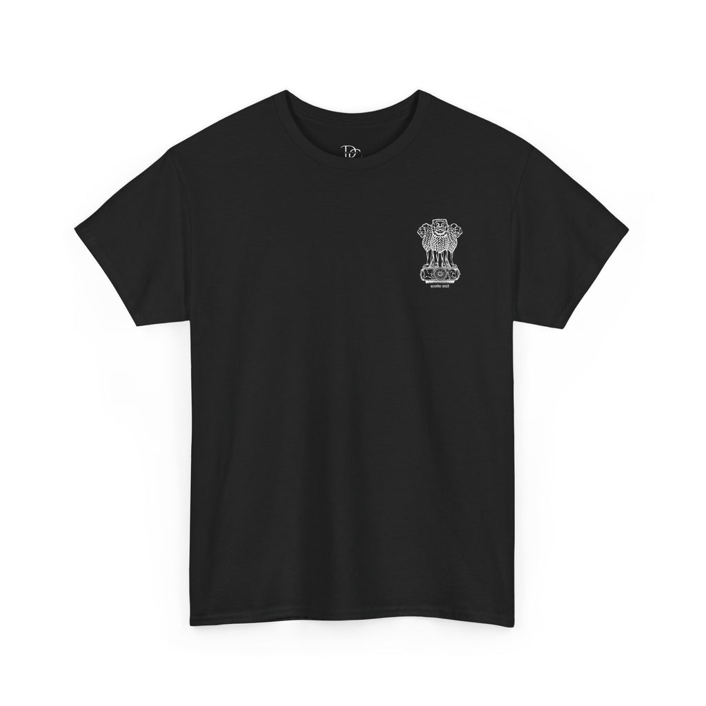 Proudly Indian Tee | Ashoka Lion Emblem Back Print
