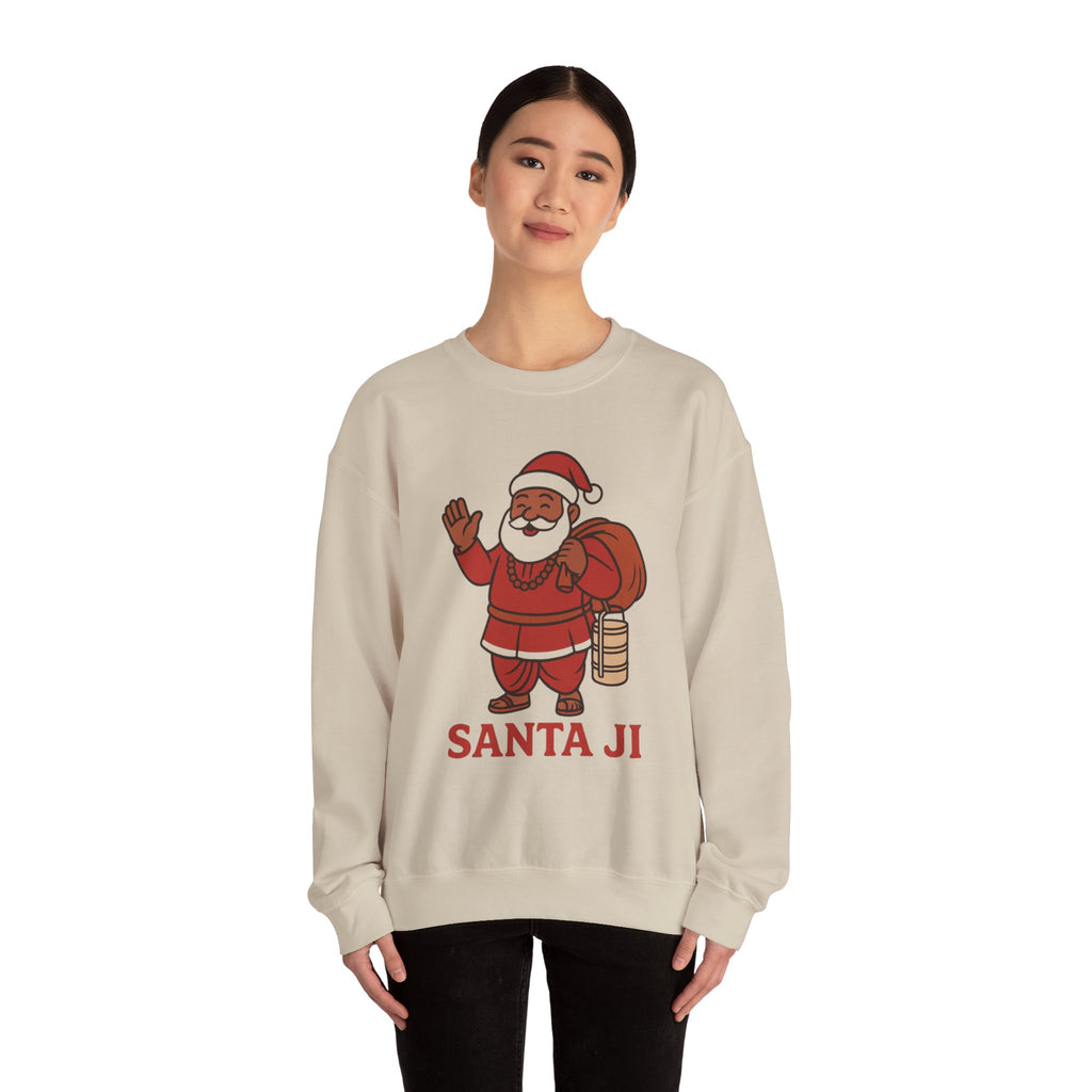 Santa Ji illustration crewneck sweatshirt | South Asian Santa holiday design