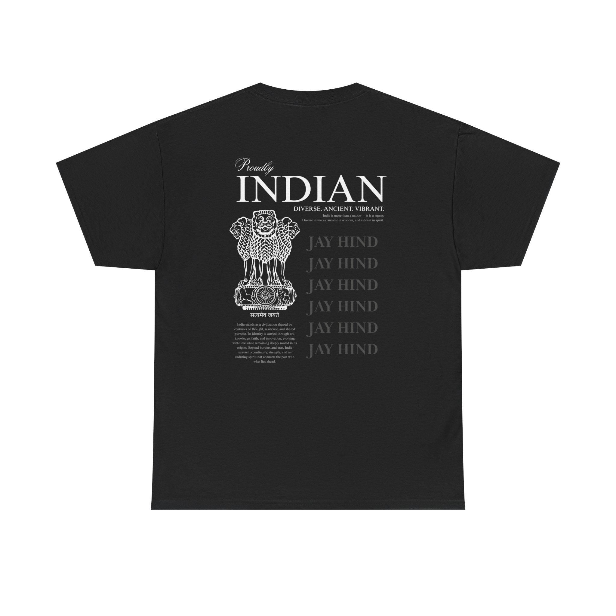 Proudly Indian Tee | Ashoka Lion Emblem Back Print